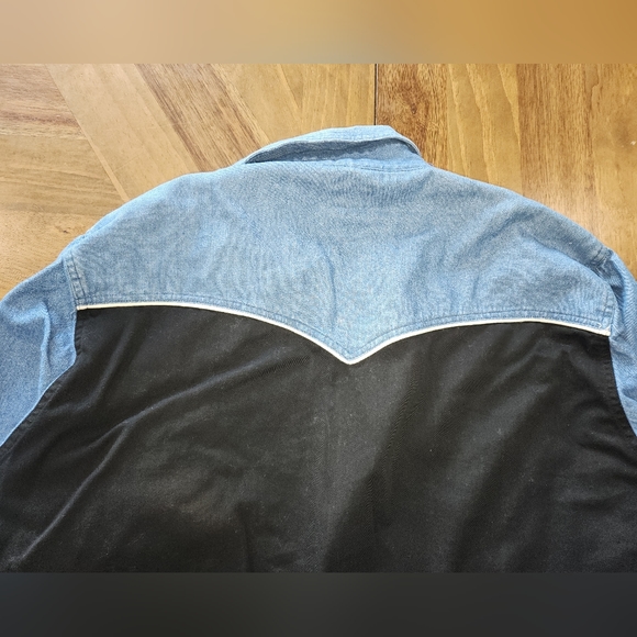 Express Riders Western Aztec Rodeo Tribal Black Blue Button Down Sz Large - Picture 12 of 13